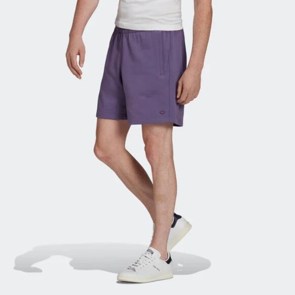 Adidas Originals Short Medium Cotton Sweat Shorts Purple 6in Inseam Men Bottoms - Picture 8 of 11
